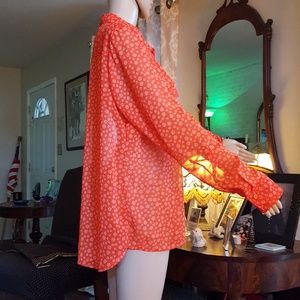 Top,long,button front,sheer.Size 0